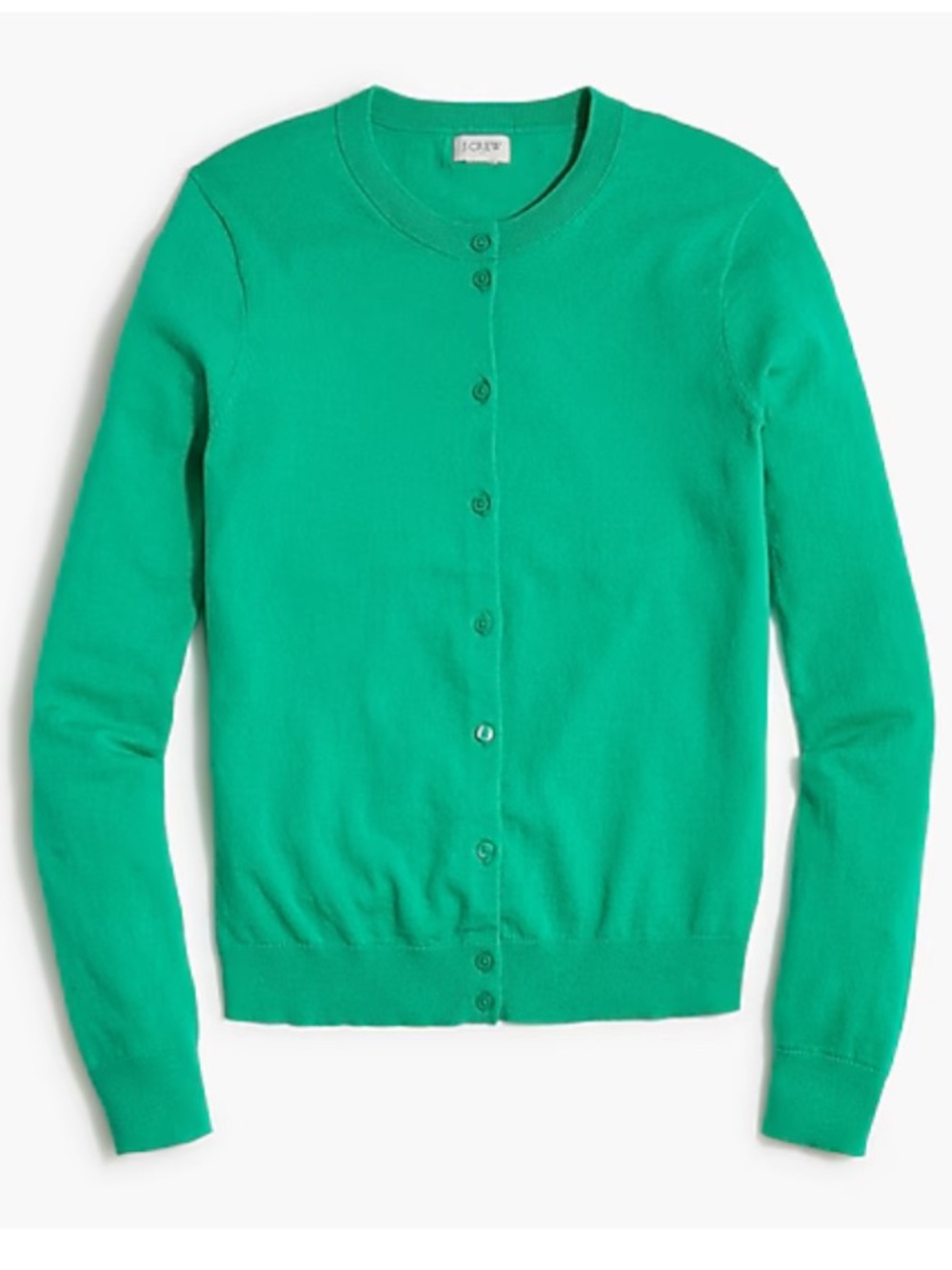 NWOT J. Crew Kelly Green  Classic Crewneck Button-Front Cardigan (Size Medium)